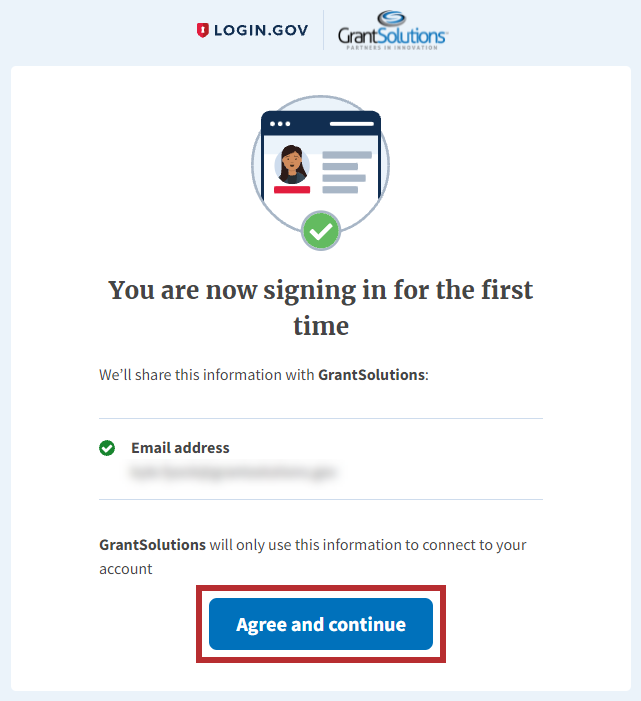 Signing in screen with Agree and Continue button